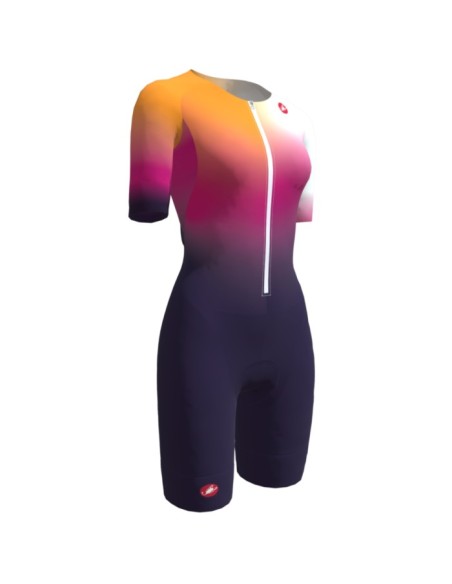 Triathlon Trisuit Women's Castelli Core Tri MC White/Navy/Pink